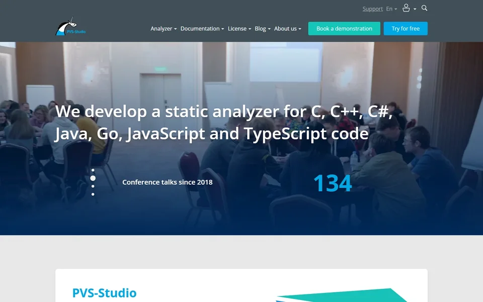 Pvs Studio Homepage With Analyzer Headline
