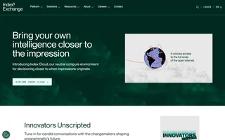 Index Exchange Homepage With Index Cloud Hero