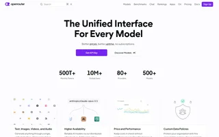 Openrouter Homepage Hero And Feature Cards