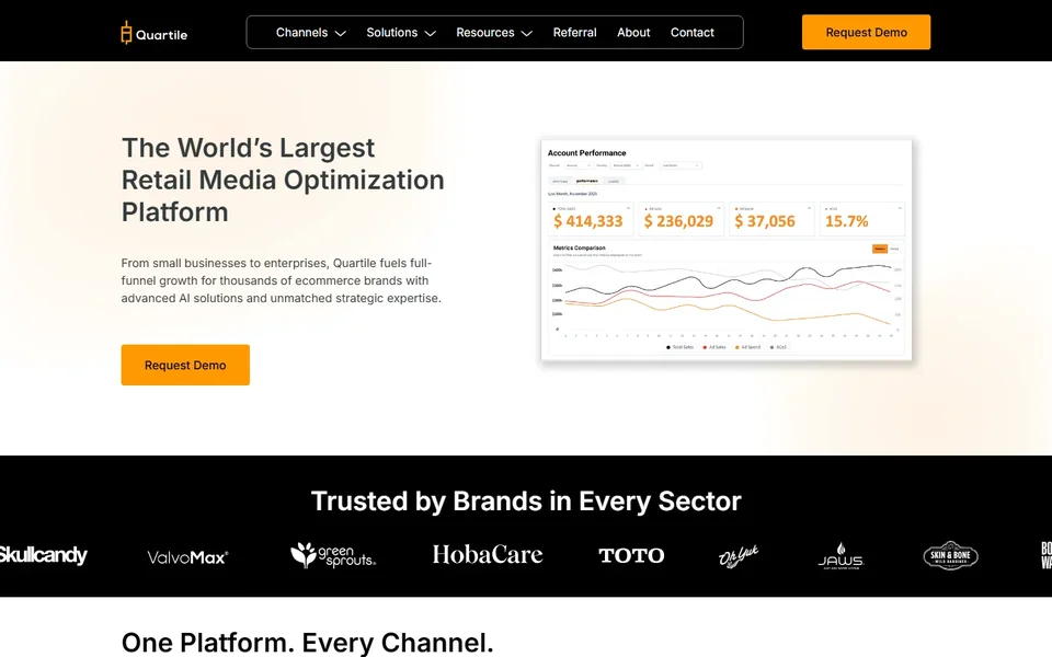 Quartile Homepage With Dashboard Preview