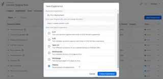 New Experiment Type Picker