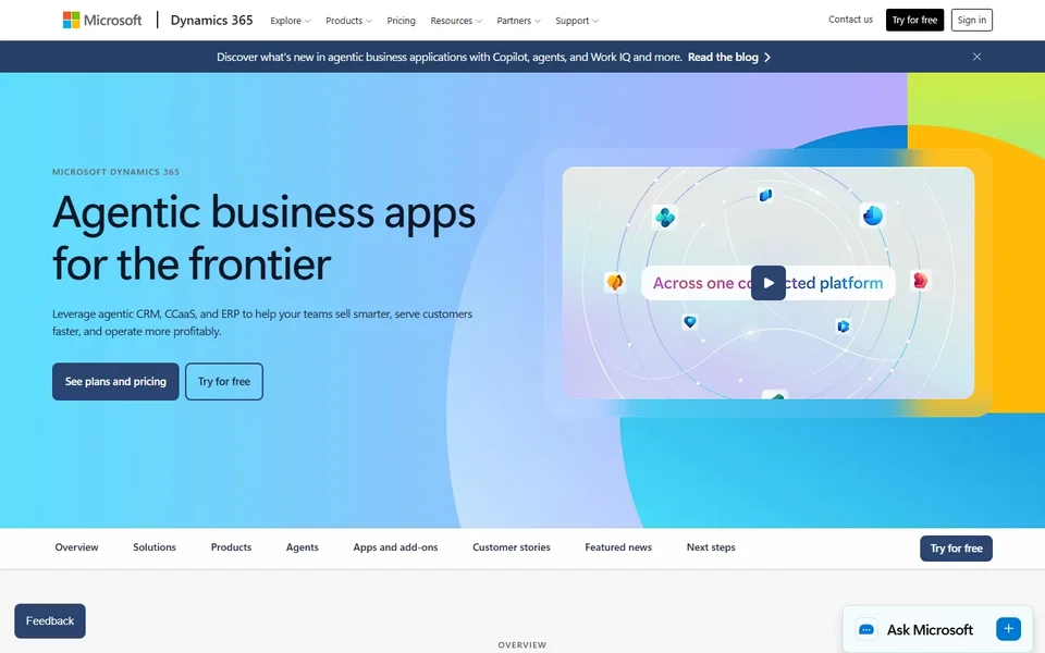 Dynamics 365 Homepage
