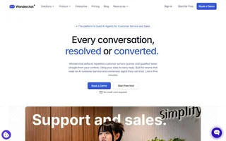 Wonderchat Homepage Hero With Free Trial