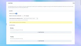 Live Chat Hours Settings
