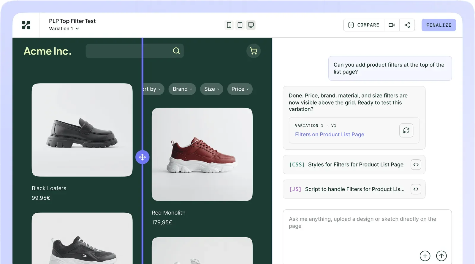 Generated A B Test With Ai Builder