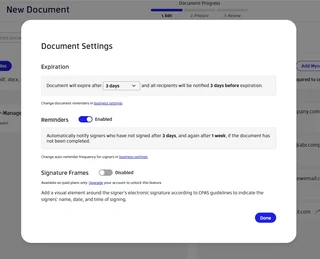 Document Settings For Expiry And Reminders