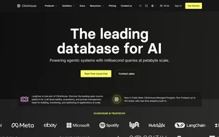 Clickhouse Homepage With The Database For Ai Hero
