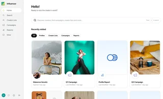 Influencer Platform Home Dashboard