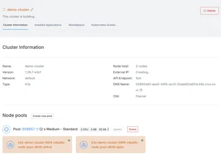 Kubernetes Cluster Information Page
