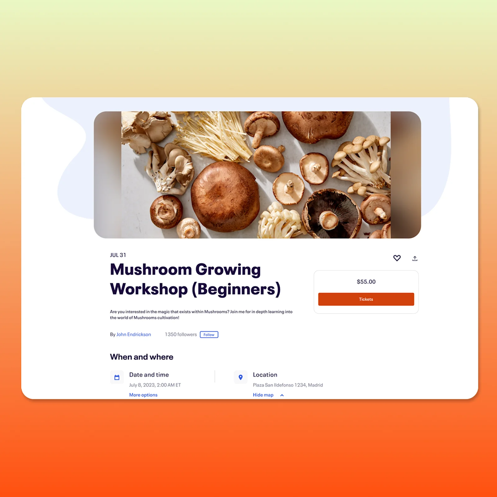 Published Event Page