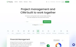 Flowlu Homepage With The Module Tabs