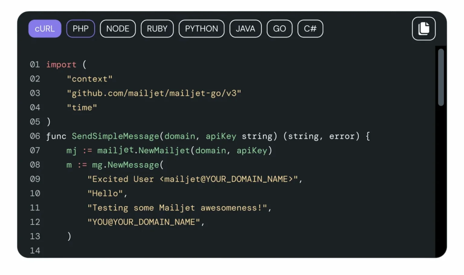 Email Api Code Sample
