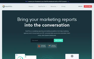 Dashthis Homepage With The Reporting Pitch