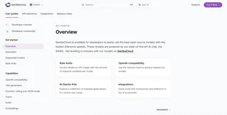 Sambacloud Developer Docs Overview Page