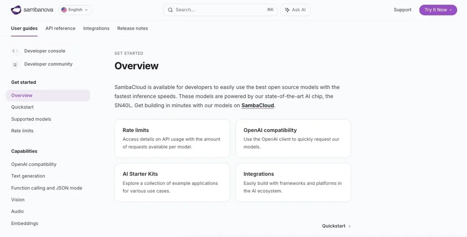 Sambacloud Developer Docs Overview Page