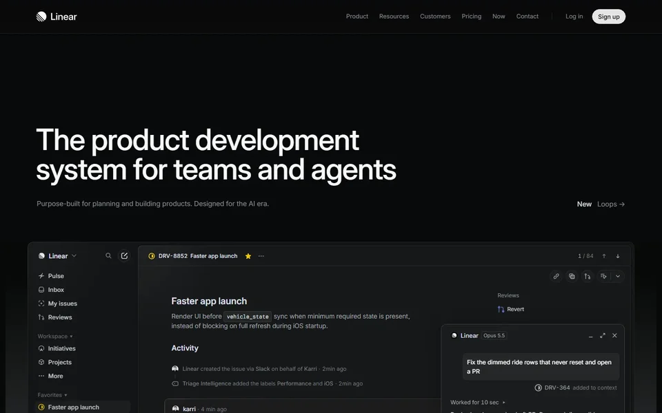 Linear Homepage With The Issue App Window