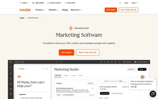 Hubspot Marketing Hub Homepage