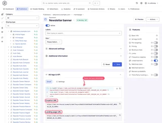 Placement Editor With Newsletter Ad Tags