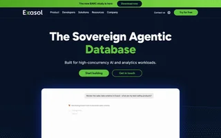 Exasol Homepage With The Agentic Chat Demo