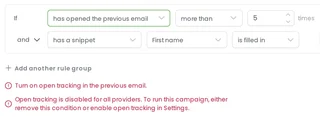 Condition Rules For An Open Tracking Branch