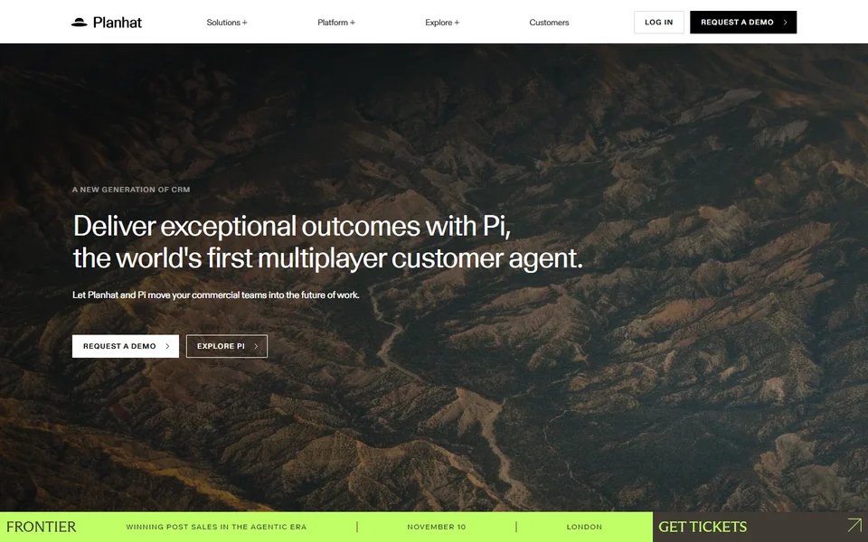 Planhat Homepage With The Pi Agent Headline