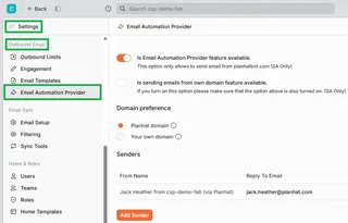 Email Automation Provider Settings