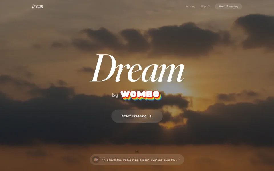 Dream Homepage With A Sample Sunset Prompt