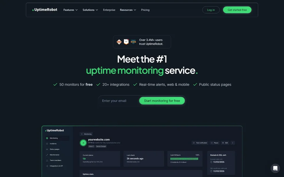 Uptimerobot Homepage