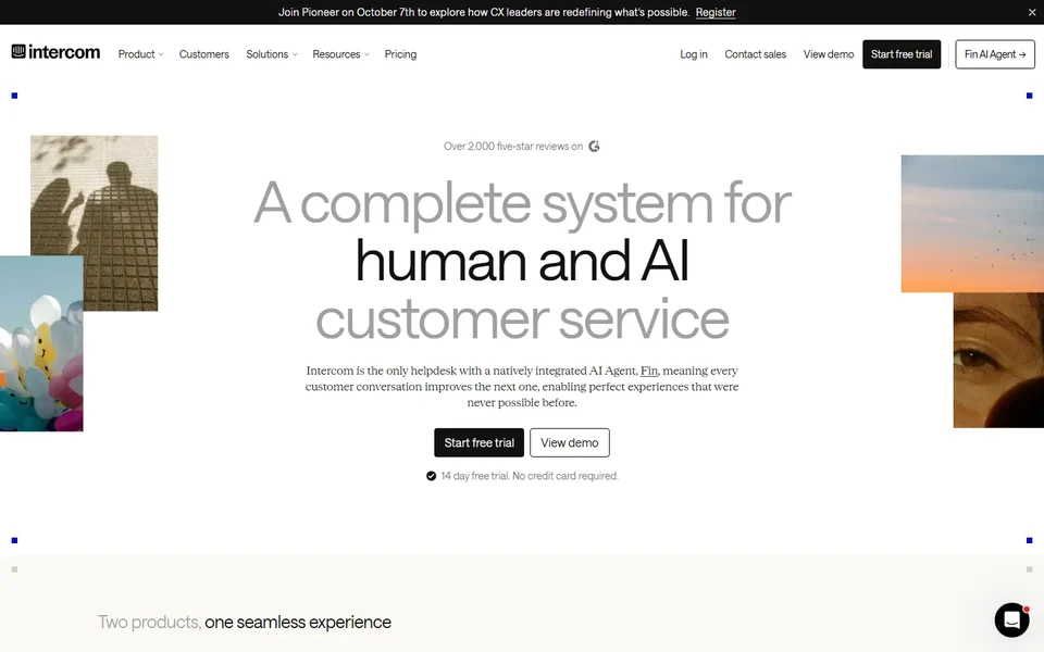 Intercom Homepage
