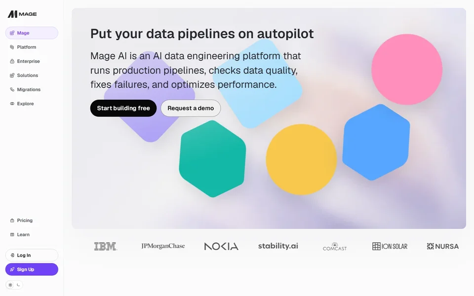 Mage Homepage With Pipelines Hero