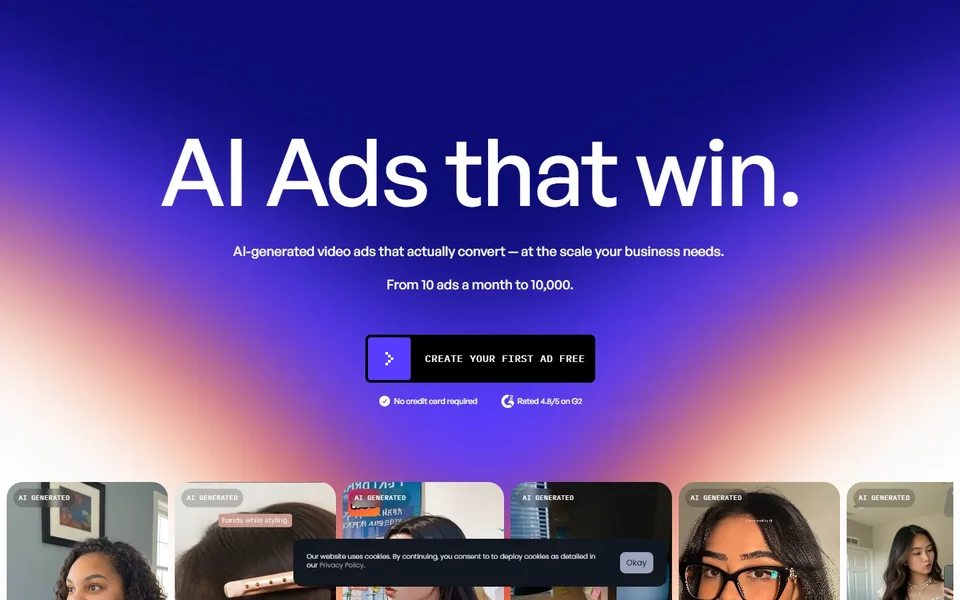 Creatify Homepage With Ai Ad Examples