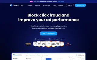Fraud Blocker Homepage With Reports Preview