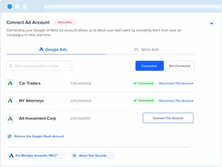 Connect Ad Account Settings