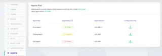 Agents Pool Settings