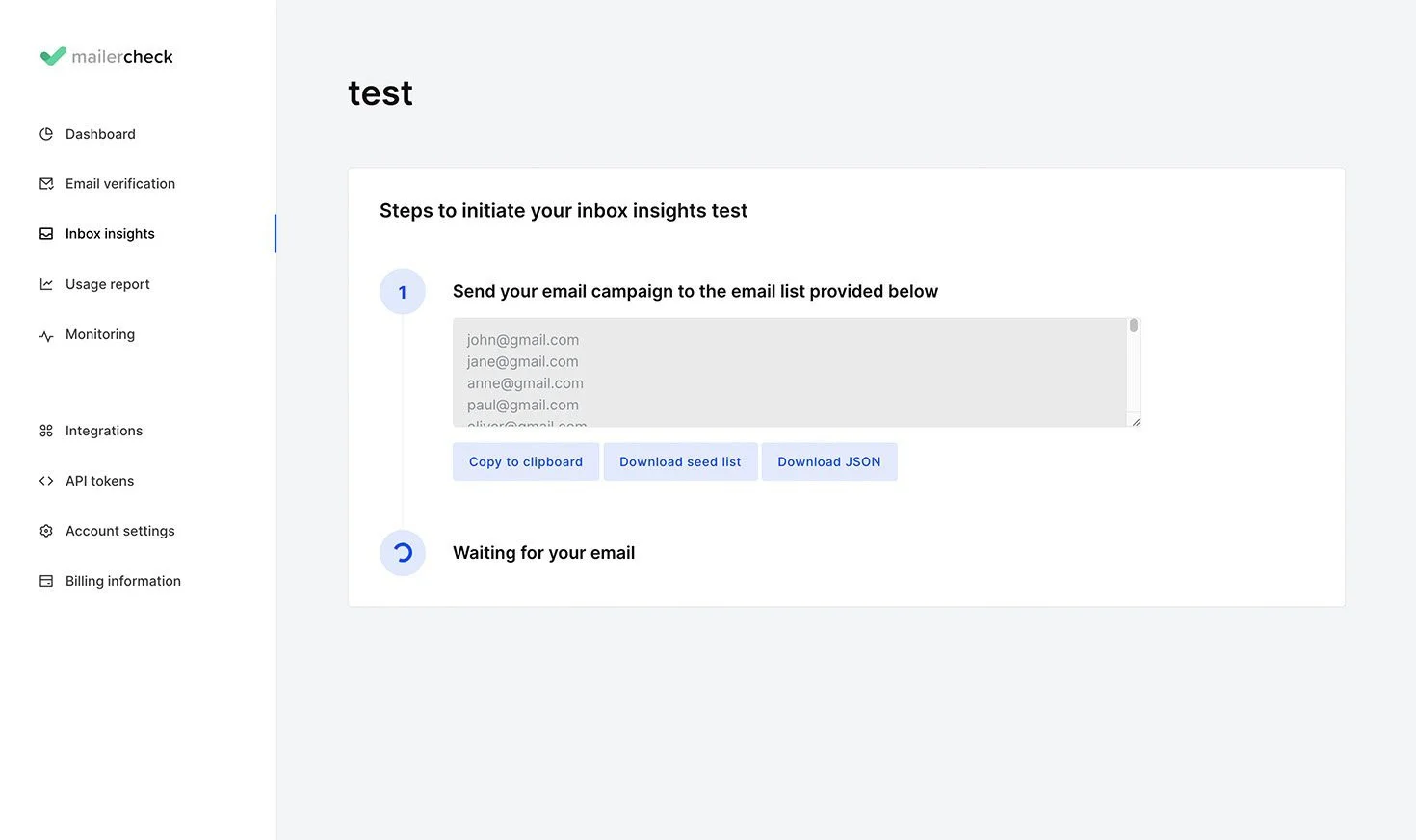 Inbox Insights Seed List Step