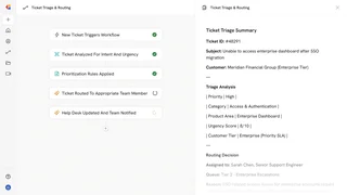 Ticket Triage Workflow With Its Routing Summary
