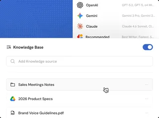 Agent Model Picker And Knowledge Base Toggle