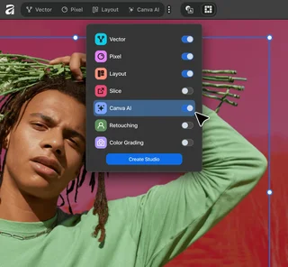 Studio Switcher With Canva Ai Turned On