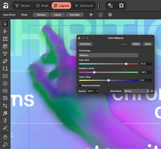 Color Balance Adjustment Inside A Layout