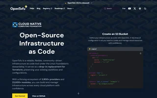 Opentofu Homepage With A Code Sample
