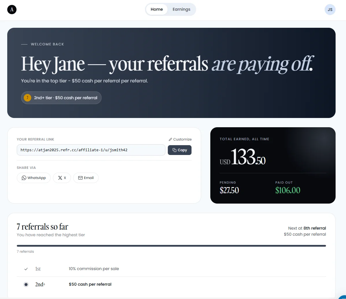 Affiliate Earnings Portal