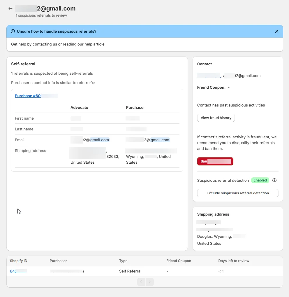 Fraud Review Screen