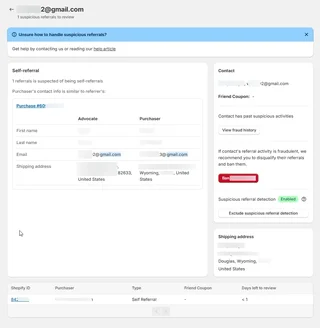 Fraud Review Screen