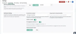 App Settings Attribution Window