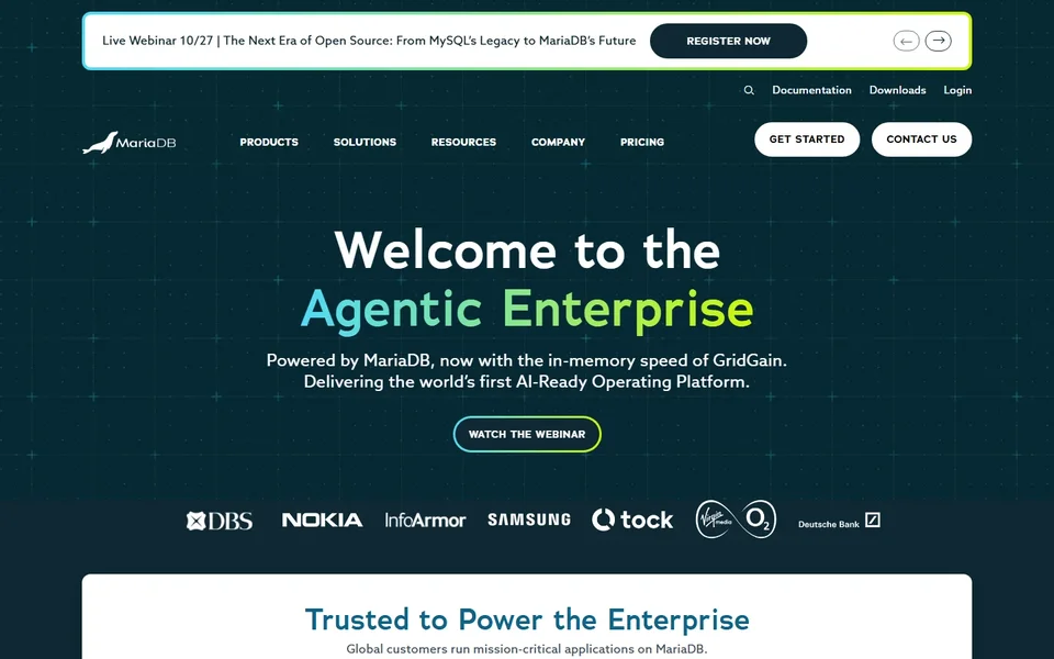 Mariadb Homepage With The Product Headline