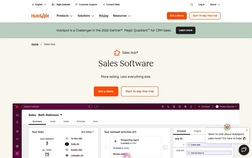 Sales Hub Homepage