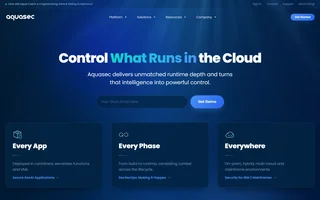 Aquasec Homepage With Get Demo Form