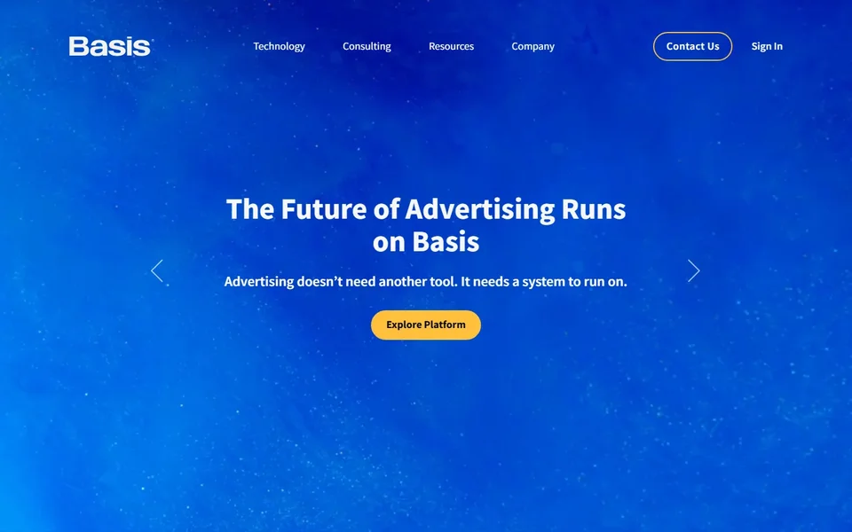 Basis Homepage With Its Advertising Headline