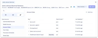 Account Data Sources Panel