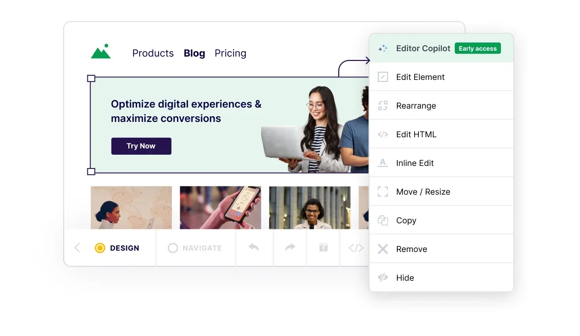 Visual Editor Element Menu